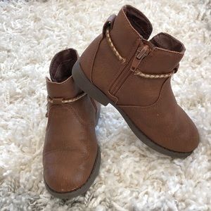 Toddler girls brown leather boots